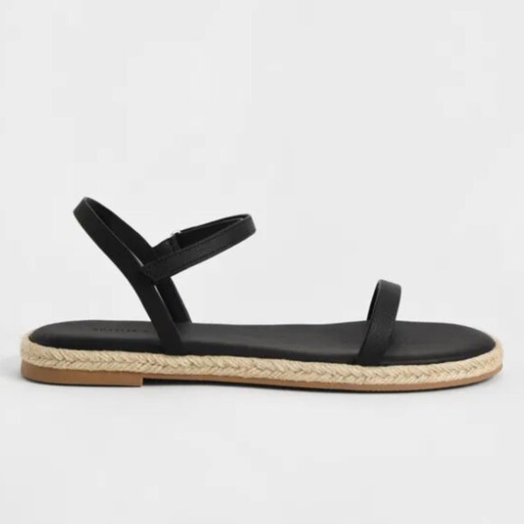 Charles & Keith Black Ankle Strap Flat Espadrille Sandals EU36 - Picture 8 of 9